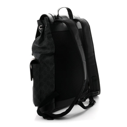 Gucci Soft GG Supreme Monogram Calfskin Web Double Buckle Backpack Black 2 of 9