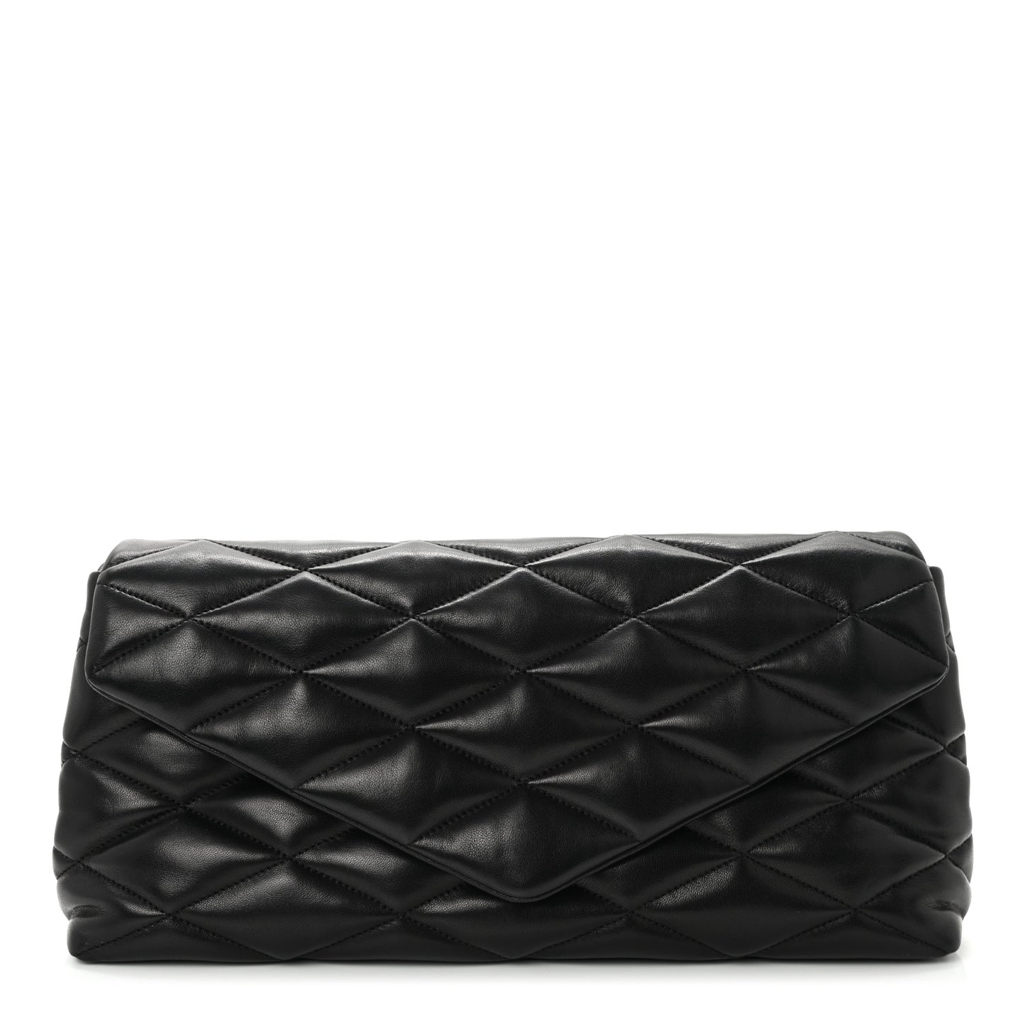 Lambskin Quilted Sade Puffer Envelope Clutch Black