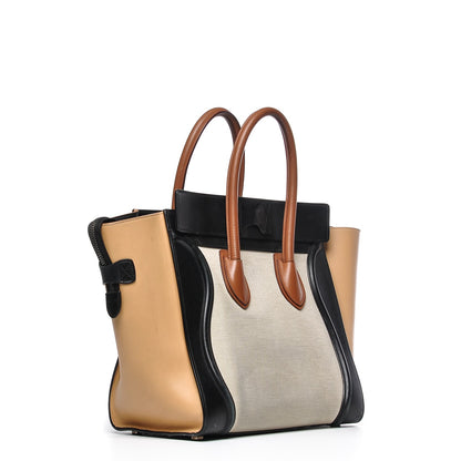 Celine Calfskin Canvas Mini Tri-Color Luggage Tan 3 of 14