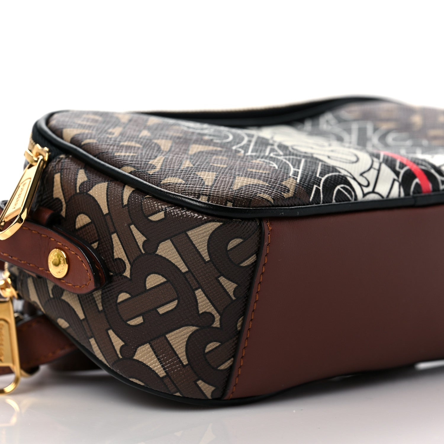 Burberry E-Canvas Monogram Stripe Micro Camera Bag Bridle Brown 8 of 10