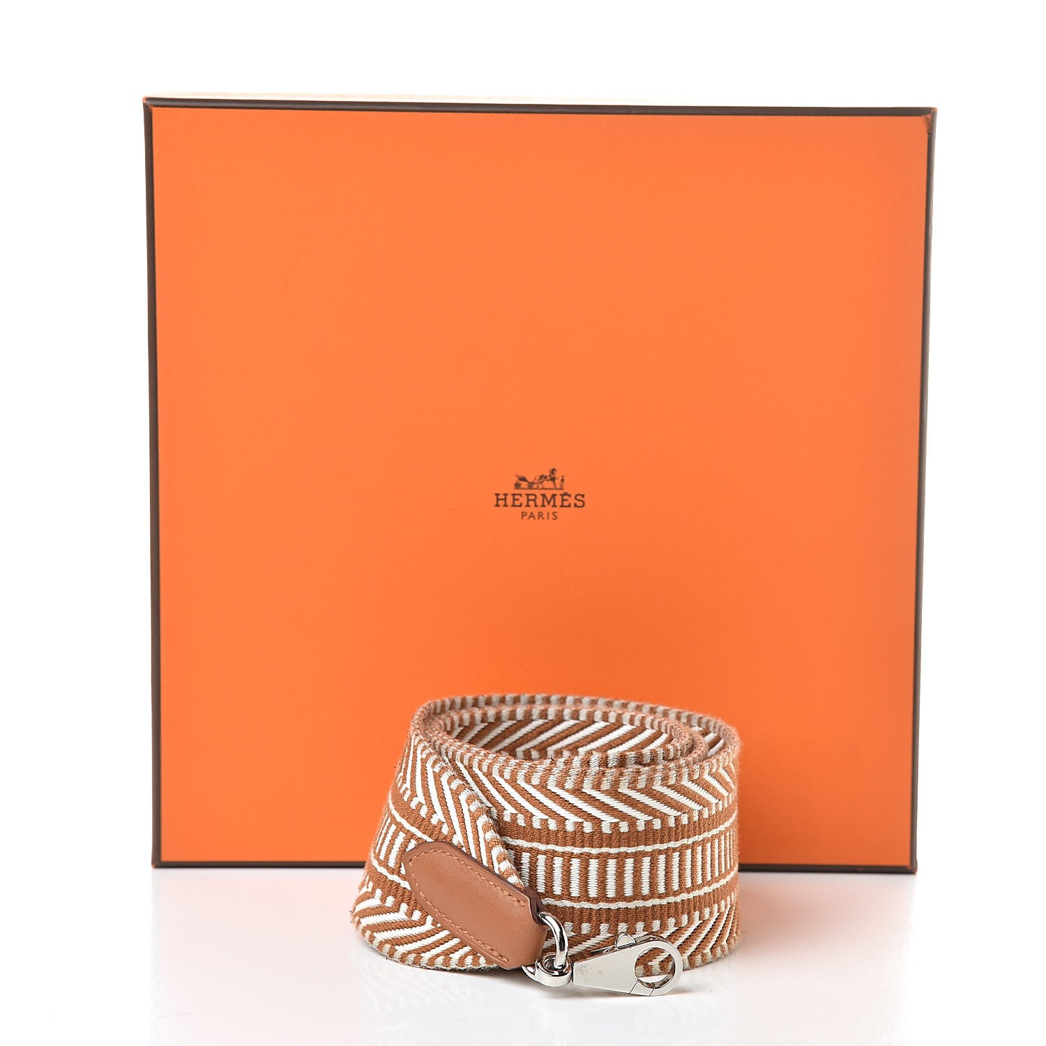 Hermes Toile Swift 50mm Sangle Cavale Shoulder Strap Ecru Beige Gold 6 of 6