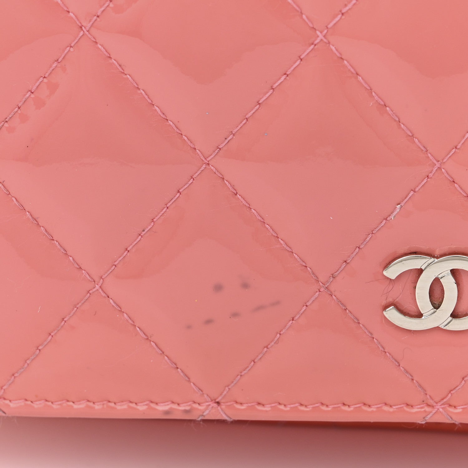 Chanel Patent Quilted Wallet On Chain WOC Coral 15 of 18