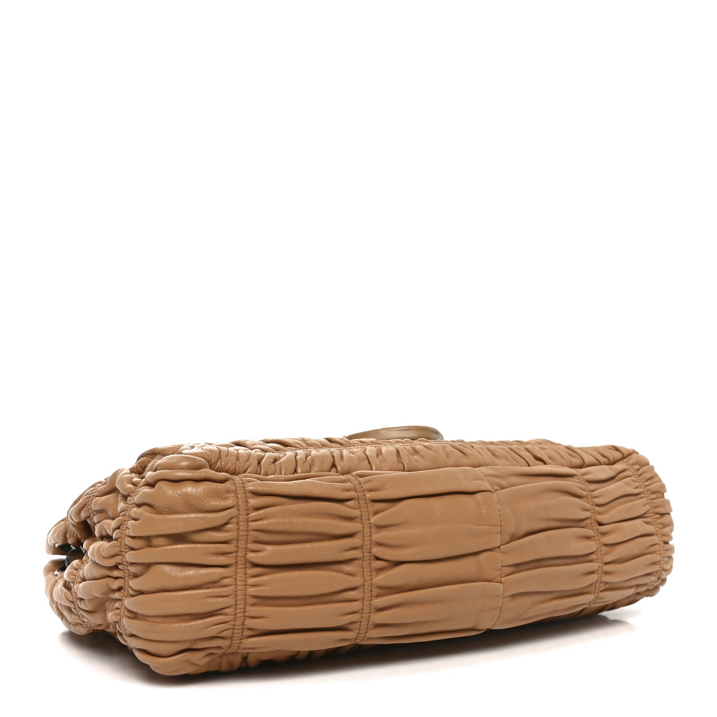 Nappa Gaufre Flap Chain Shoulder Bag Beige