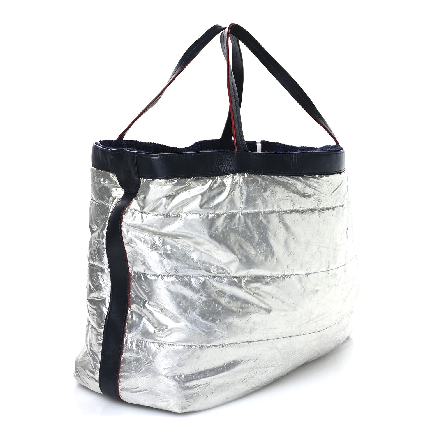 Chanel Nylon Terry Cloth Reversible Chanel Airlines Tote Silver Navy 6 of 22