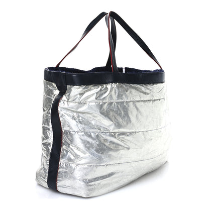 Chanel Nylon Terry Cloth Reversible Chanel Airlines Tote Silver Navy 6 of 22