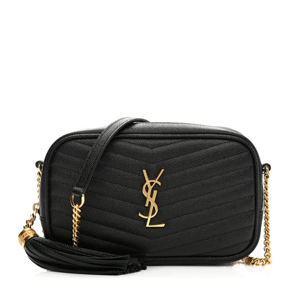 Saint Laurent Grain De Poudre Matelasse Monogram Mini Lou Camera Bag Black 1 of 11