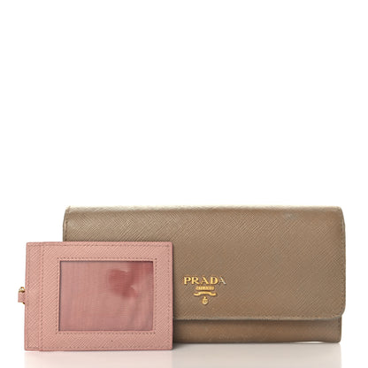 Prada Saffiano Bi-Color Metal Continental Flap Travel Wallet Cammeo Orchidea 3 of 11