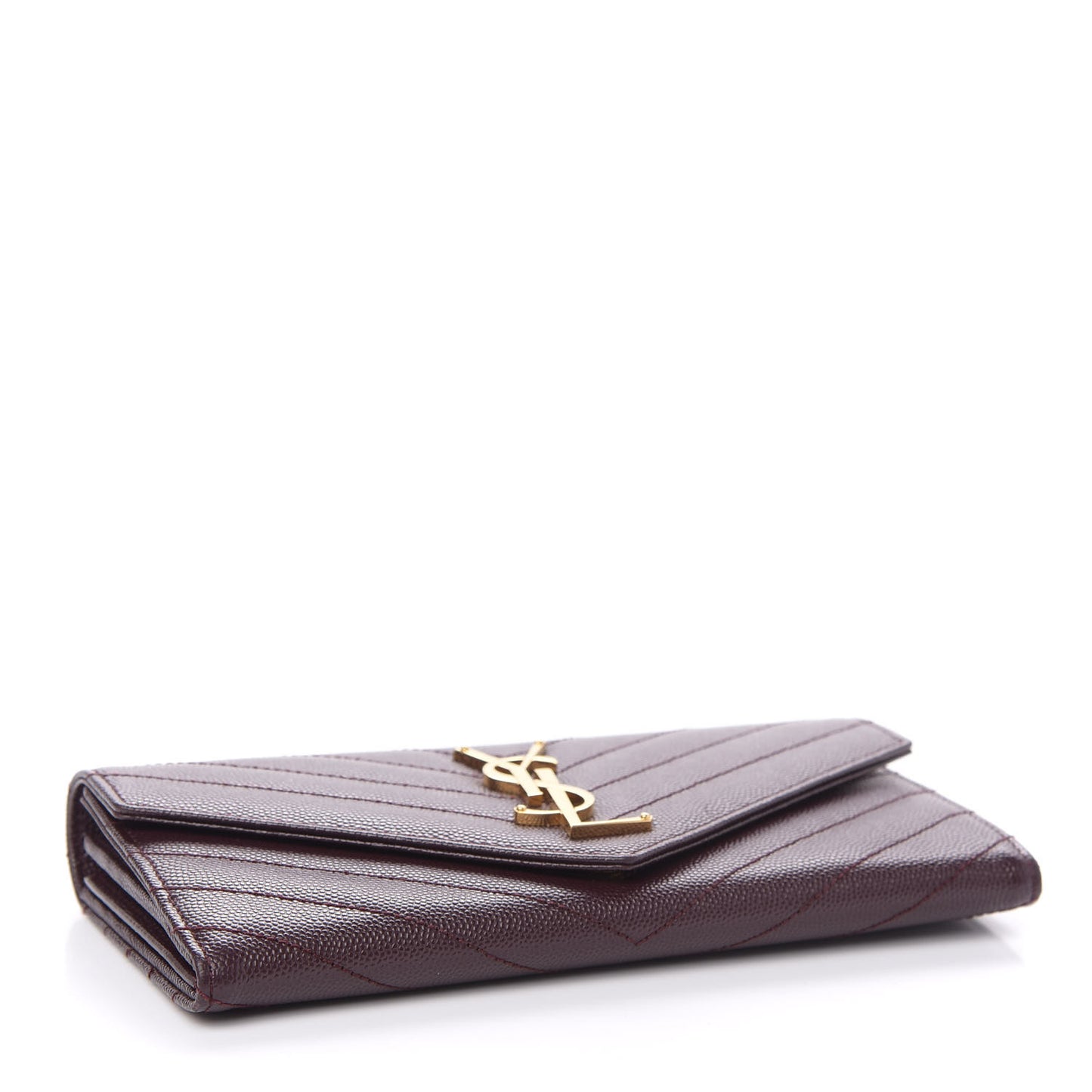 Calfskin Matelasse Chevron Monogram Flap Wallet Amaranto