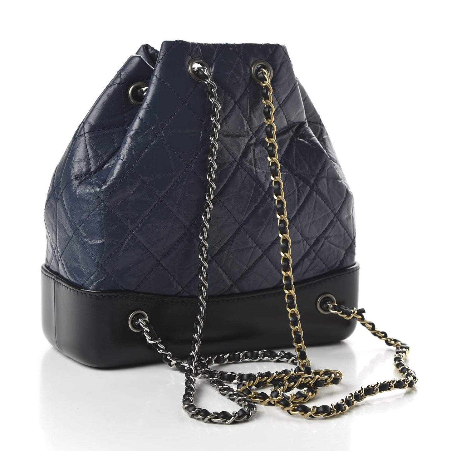 Aged Calfskin Quilted Small Gabrielle Backpack Blue Black