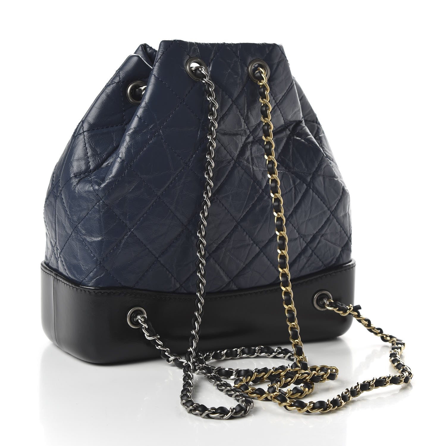 Chanel Aged Calfskin Quilted Small Gabrielle Backpack Blue Black 2 of 10