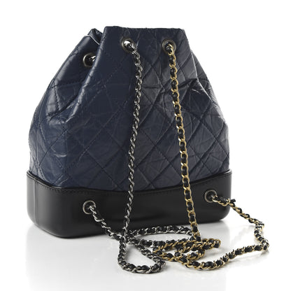 Chanel Aged Calfskin Quilted Small Gabrielle Backpack Blue Black 2 of 10