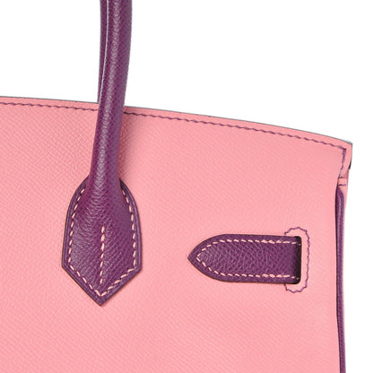 Hermes Epsom Horseshoe Bi Color Birkin 30 Rose Confetti Anemone 14 of 35