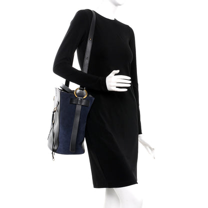 Chloe Smooth Suede Calfskin Medium Myer Double Carry Bag Black Navy 2 of 7