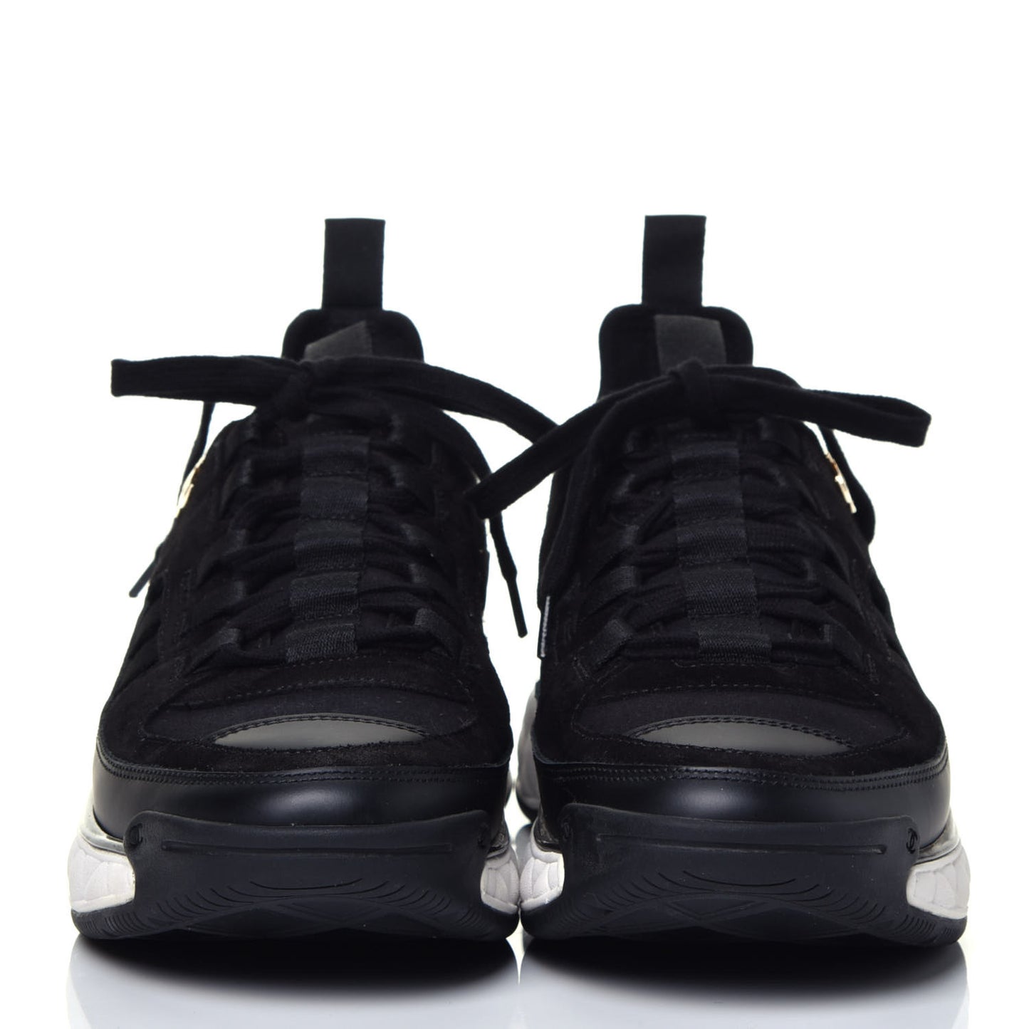 Fabric Calfskin Suede CC Sneakers 38.5 Black