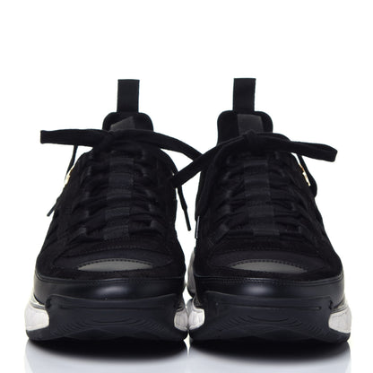 Chanel Fabric Calfskin Suede CC Sneakers 38.5 Black 2 of 8