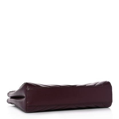 Saint Laurent Grain de Poudre Matelasse Chevron Medium Tribeca Shopping Bag Rouge Legion 4 of 9