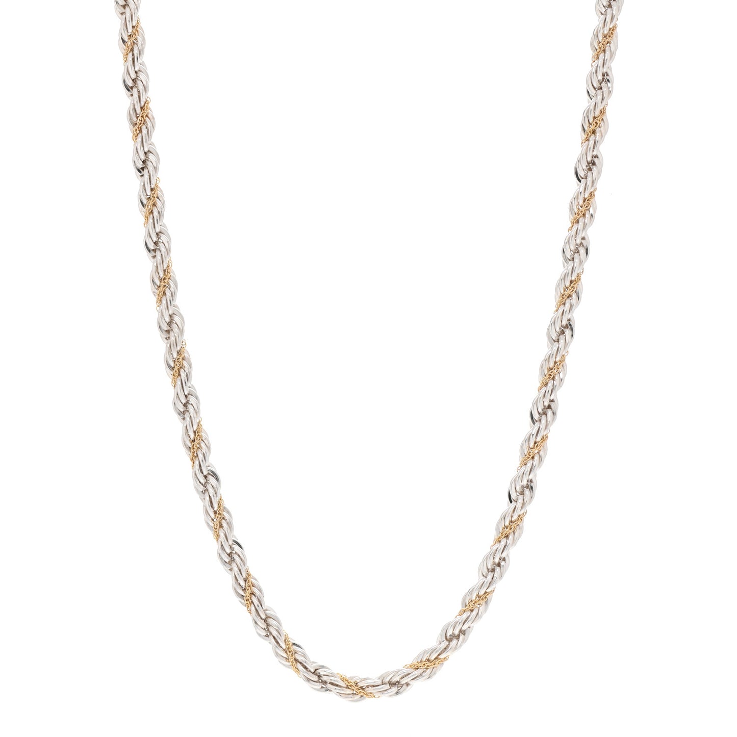 Sterling Silver 18K Yellow Gold Rope Chain Necklace 24"