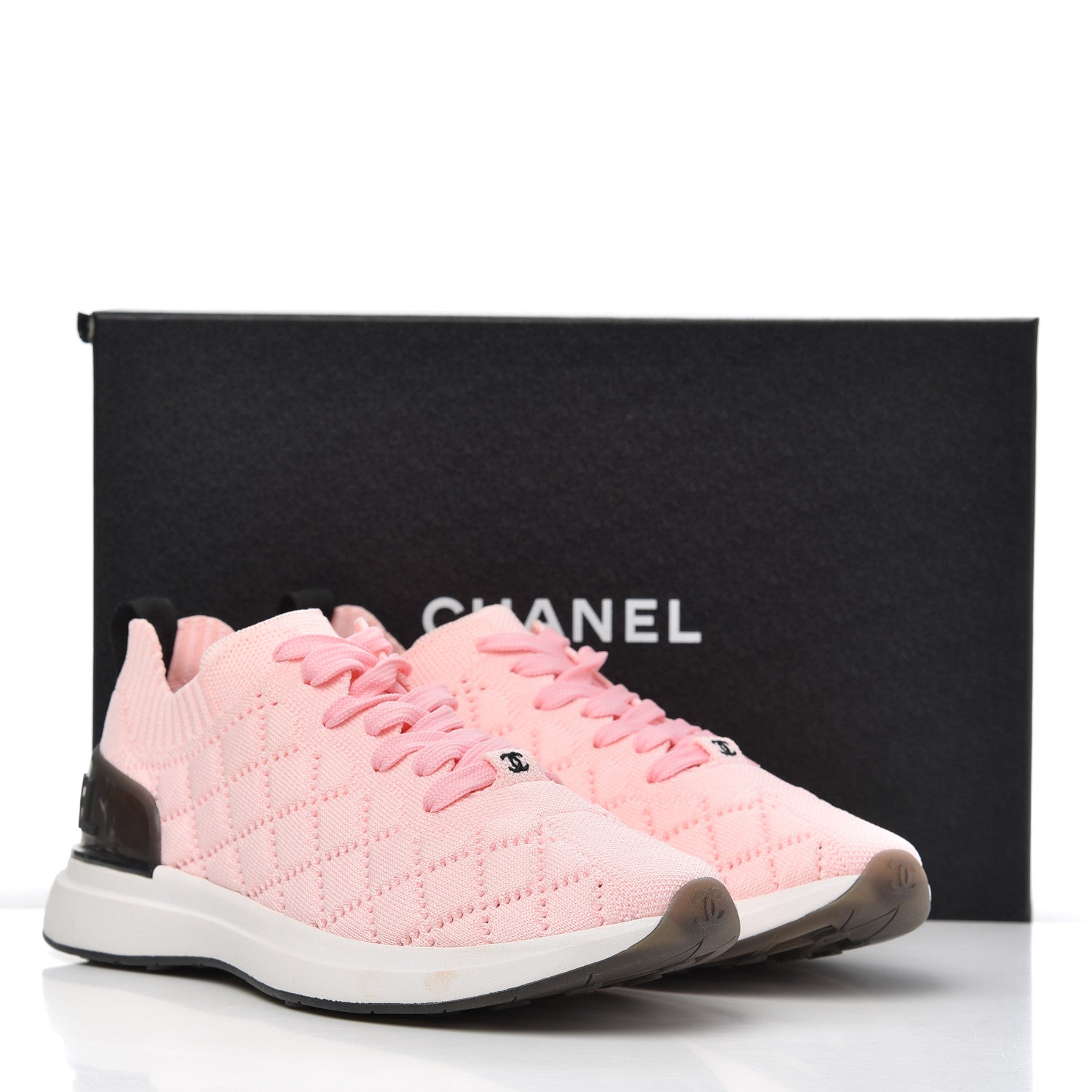 Chanel Mixed Fibers Quilted Womens CC Sneakers 39.5 Light Pink 9 of 9