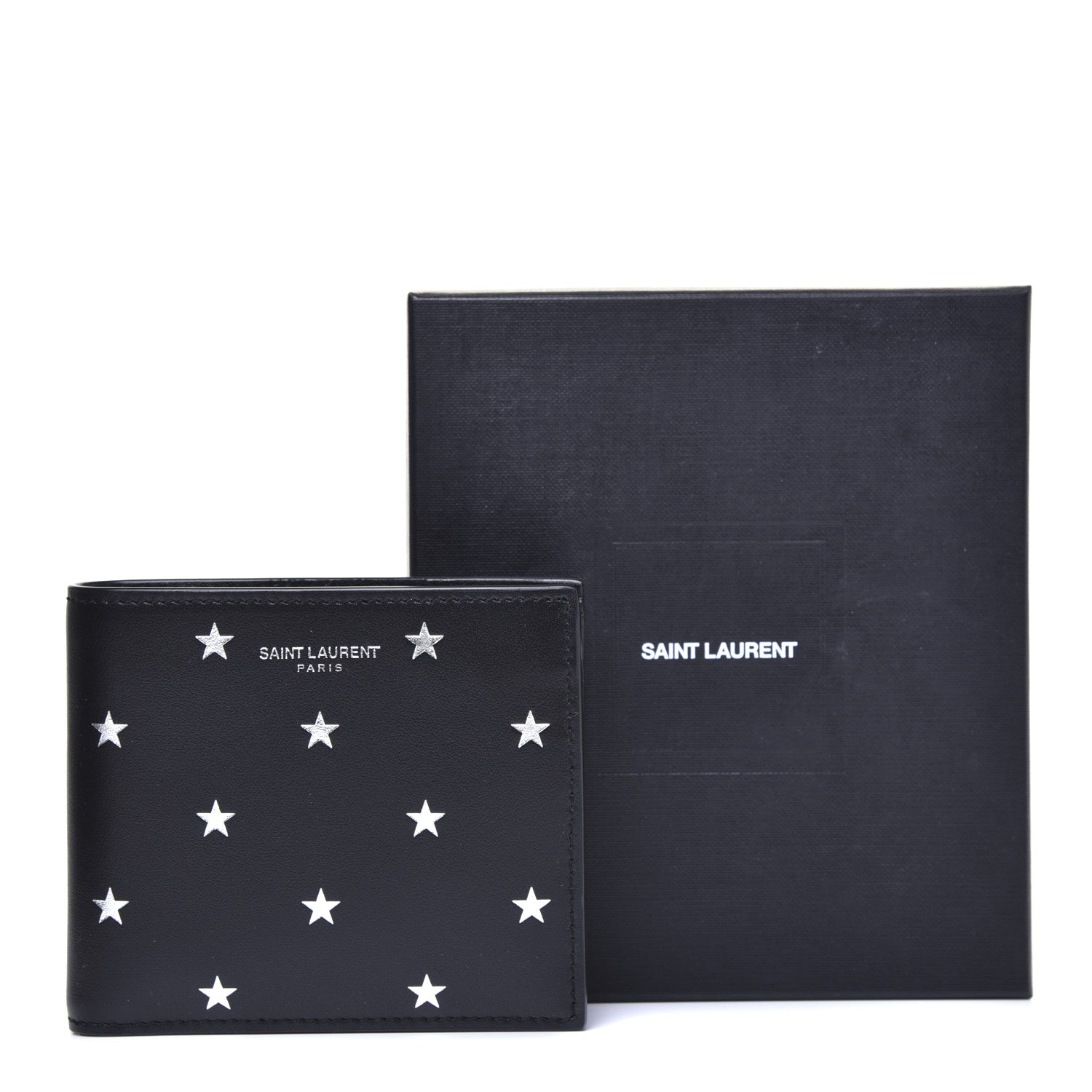 Saint Laurent Calfskin Star Print Bi-Fold Wallet Black 7 of 7