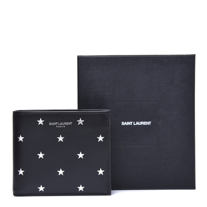 Saint Laurent Calfskin Star Print Bi-Fold Wallet Black 7 of 7