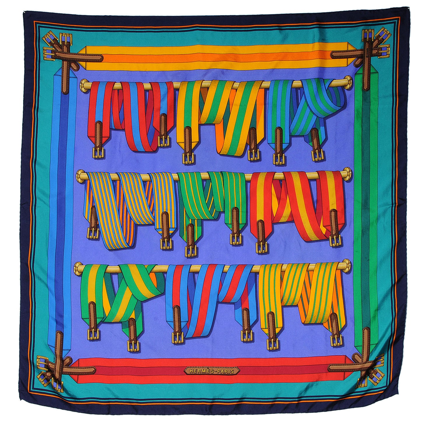 Silk Sangles Scarf 90 Bleu