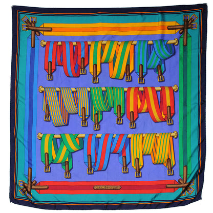 Hermes Silk Sangles Scarf 90 Bleu 2 of 5