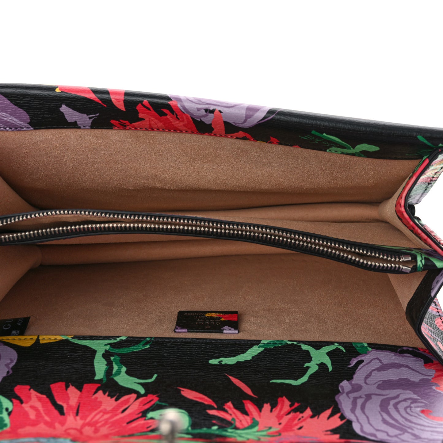 X KEN SCOTT New Shangai Calfskin Jenny Floral Print Small Dionysus Shoulder Bag Black Pink