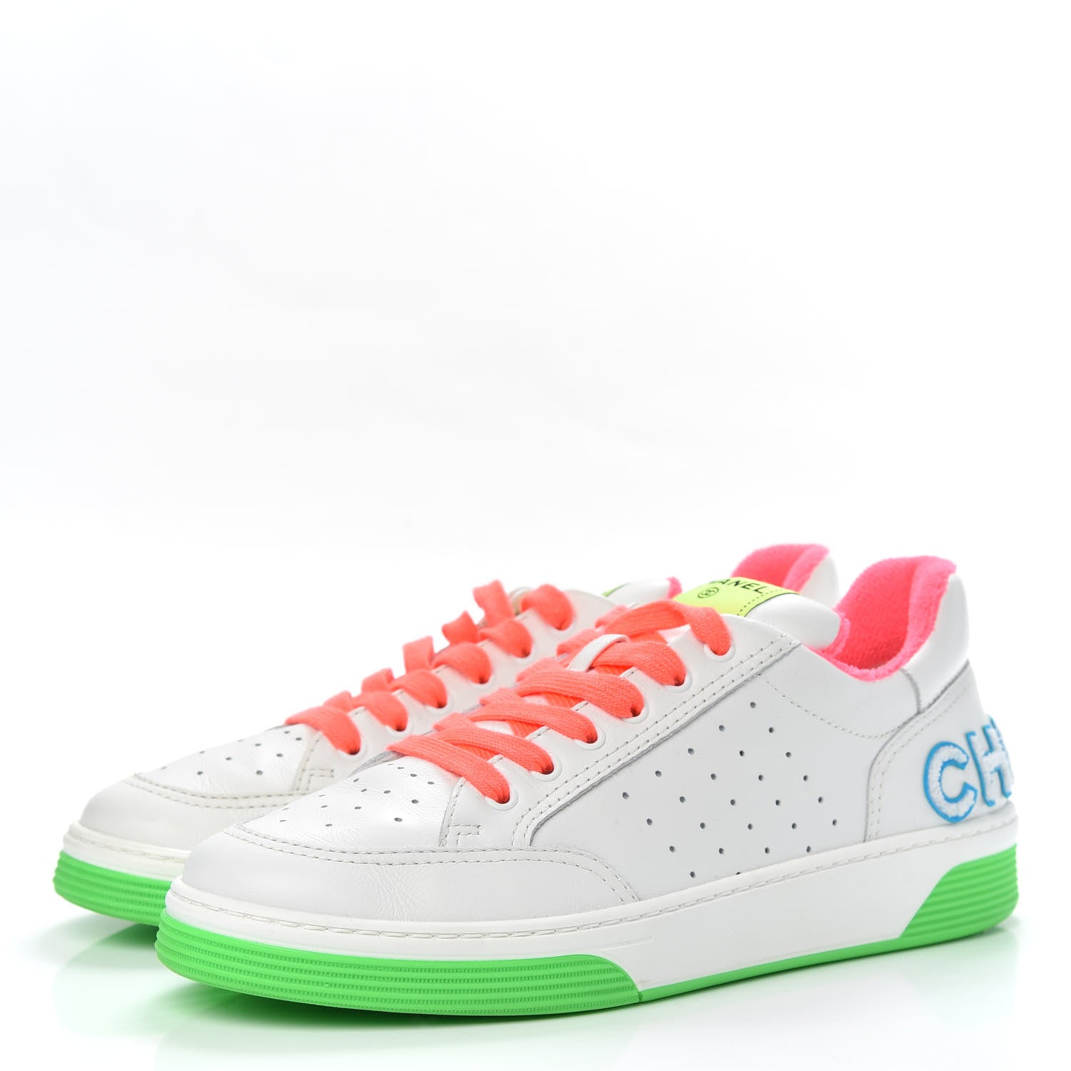 Chanel Calfskin Mens Logo Sneakers 43 White Multicolor 3 of 11