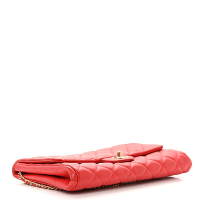 Chanel Lambskin Quilted Clutch with Chain Flap Red 4 of 19