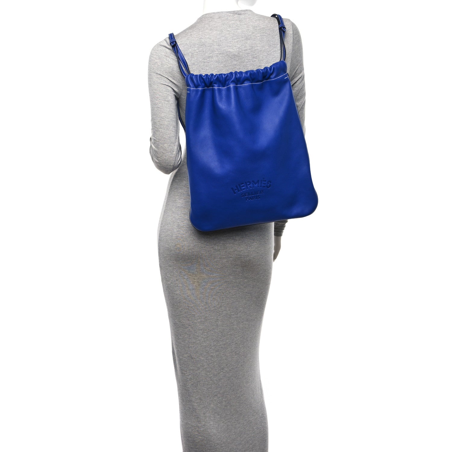 Hermes Cheri Calfskin Bridado Backpack Bleu Electrique 2 of 9