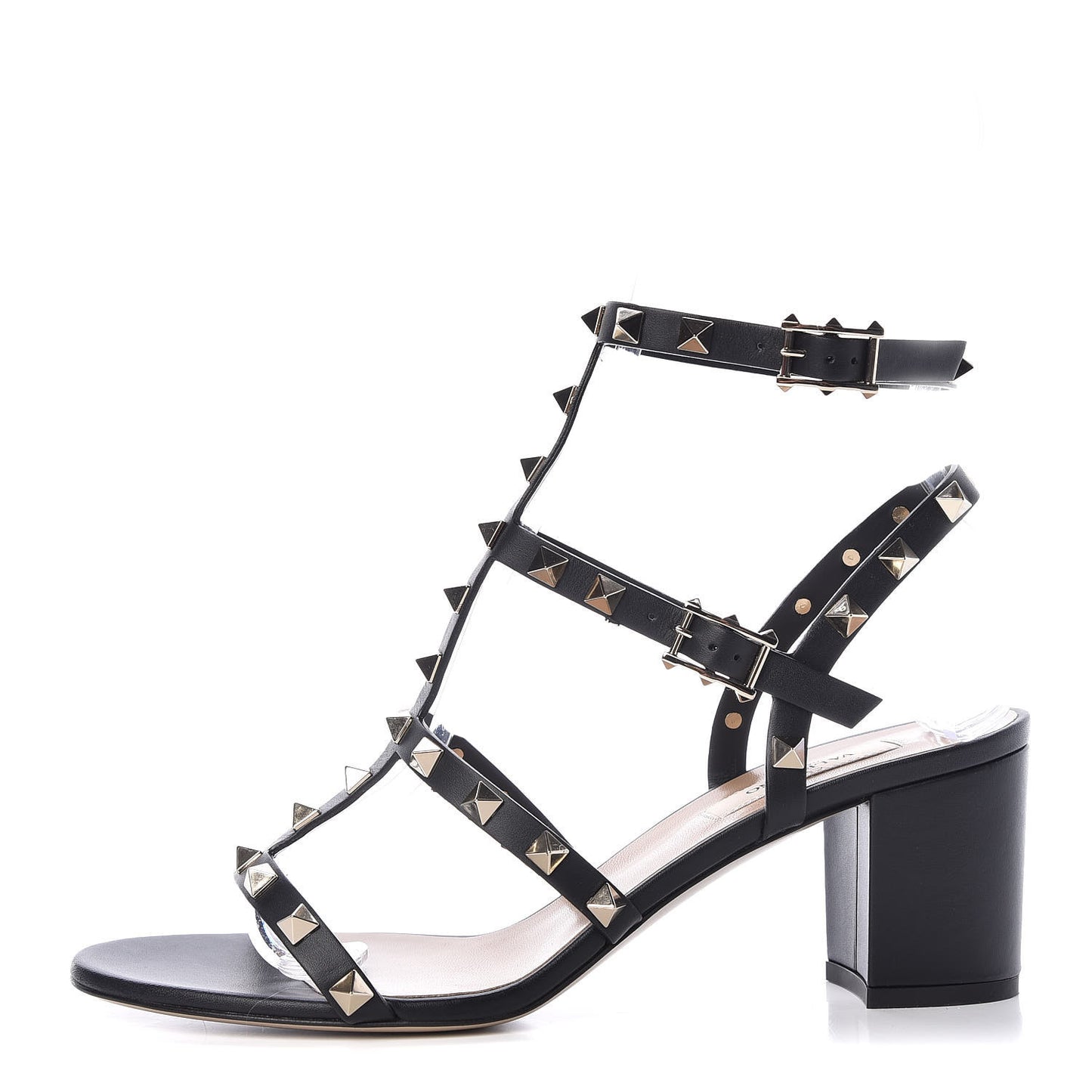 Calfskin Rockstud 60mm City Sandals 38.5 Black