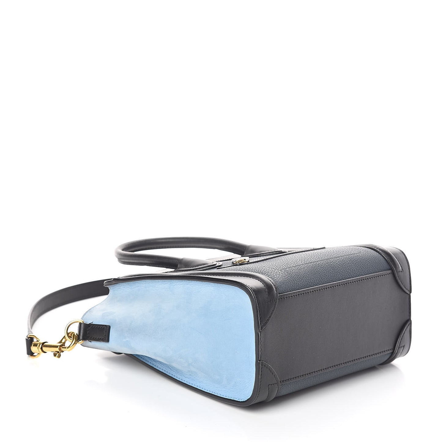 Drummed Calfskin Nubuck Nano Tri-Color Luggage Milky Blue