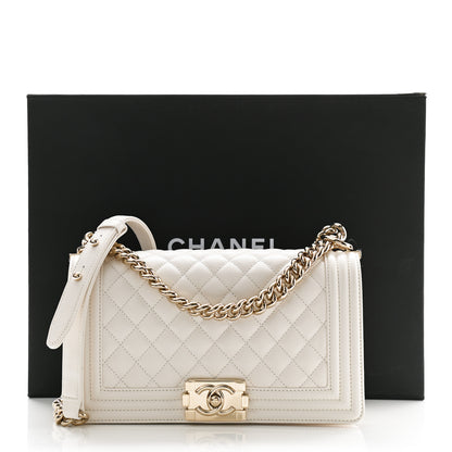 Chanel Caviar Quilted Medium Boy Flap White 11 of 11