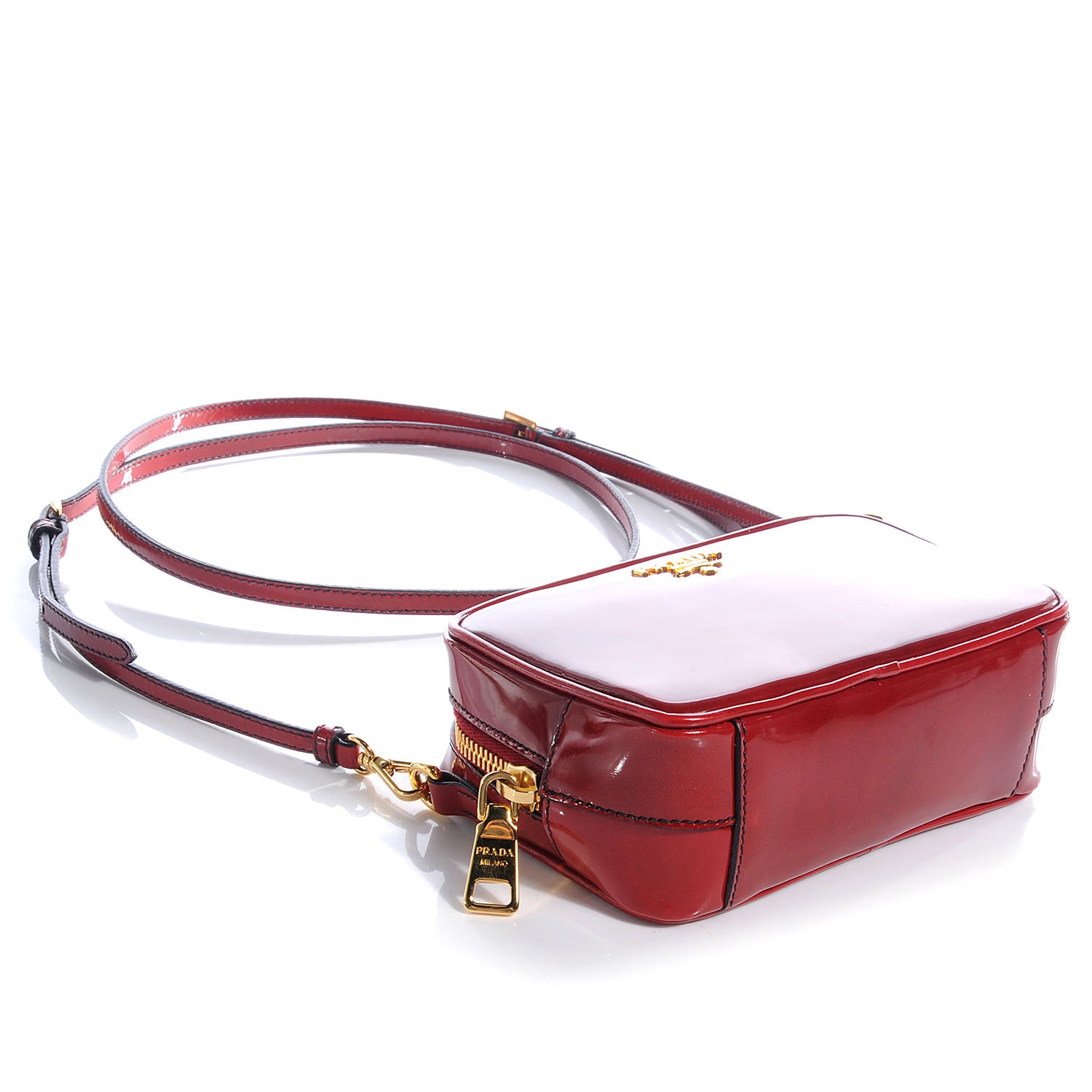 Prada Spazzolato Convertible Crossbody Scarlatto Fume 4 of 10