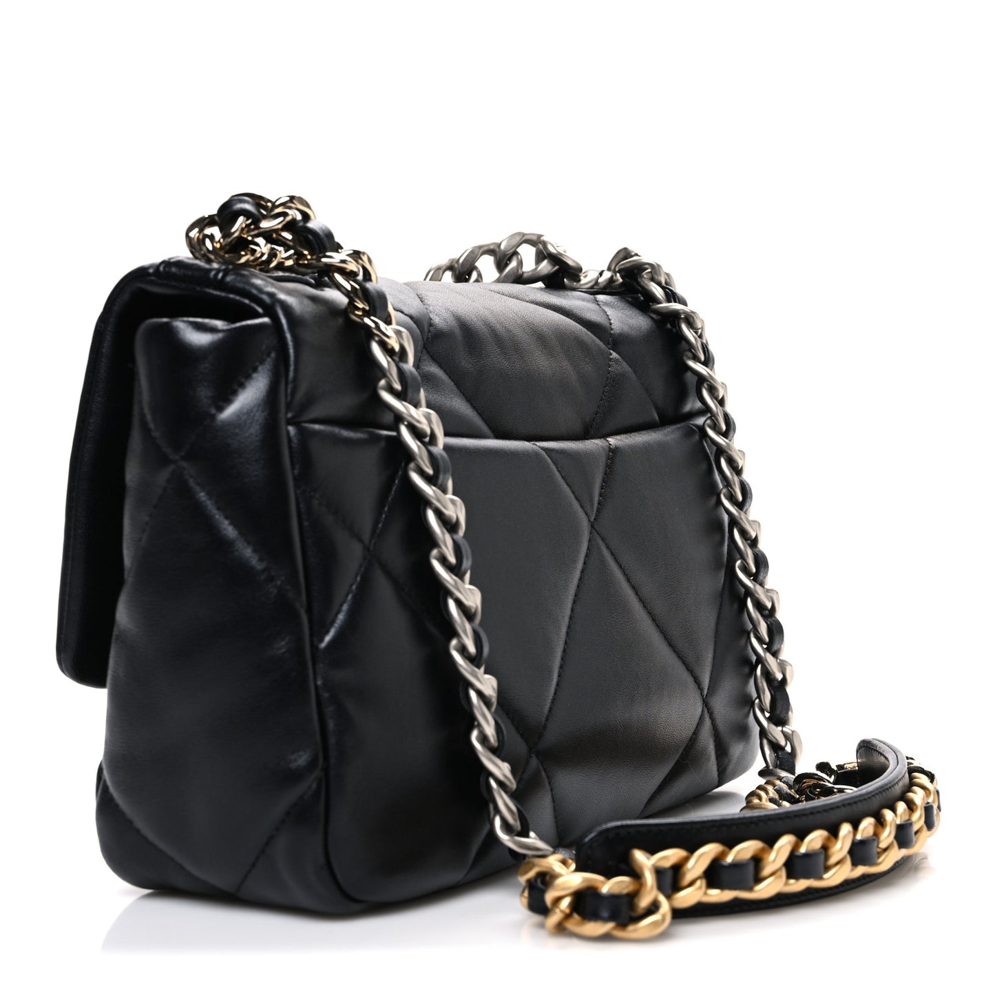 Lambskin Quilted Medium Chanel 19 Flap Black