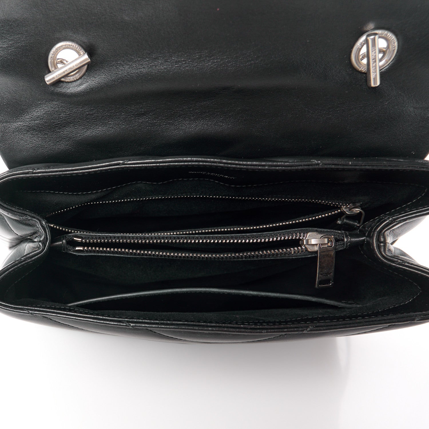 Saint Laurent Calfskin Y Quilted Monogram Medium Loulou Satchel Black 5 of 11