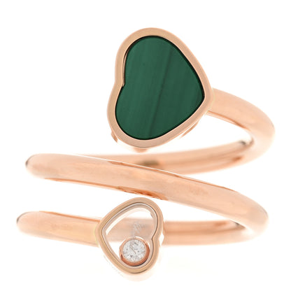 Chopard 18K Rose Gold Diamond Malachite Happy Hearts Twist Ring 52 6 1 of 7