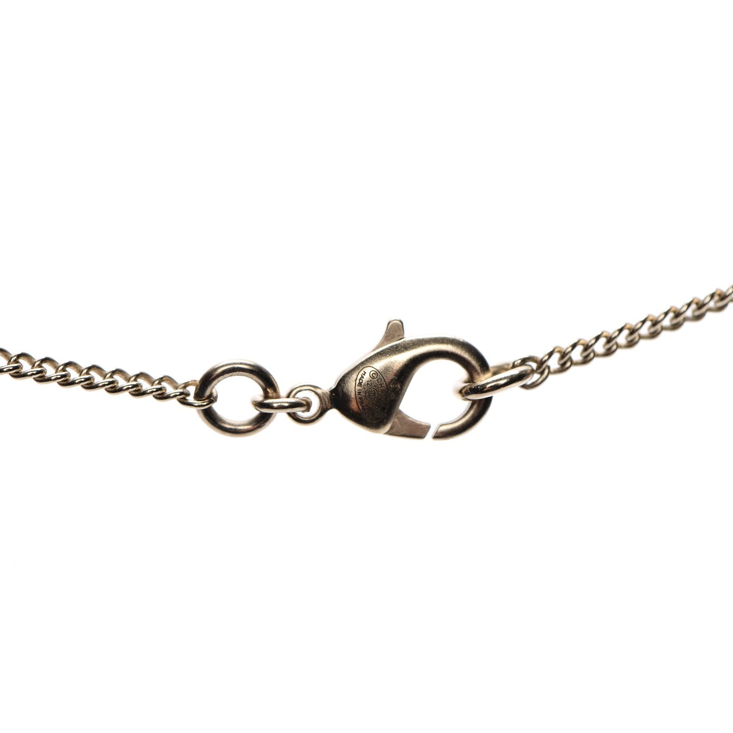 Coral Pearl Crystal CC Drop Necklace Gold