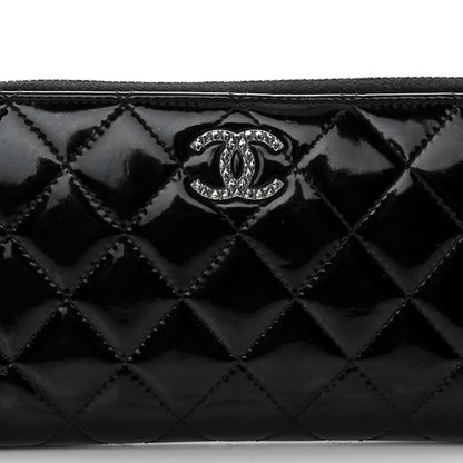 Chanel Patent Quilted Zip Around Wallet Black 9 of 11