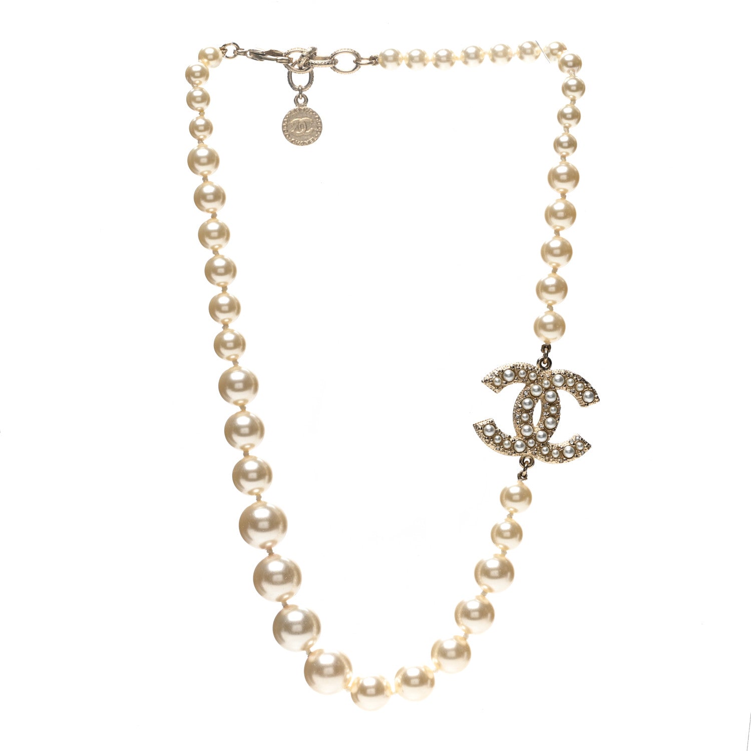 Chanel Pearl CC 100th Anniversary Necklace Light Gold 1 of 6