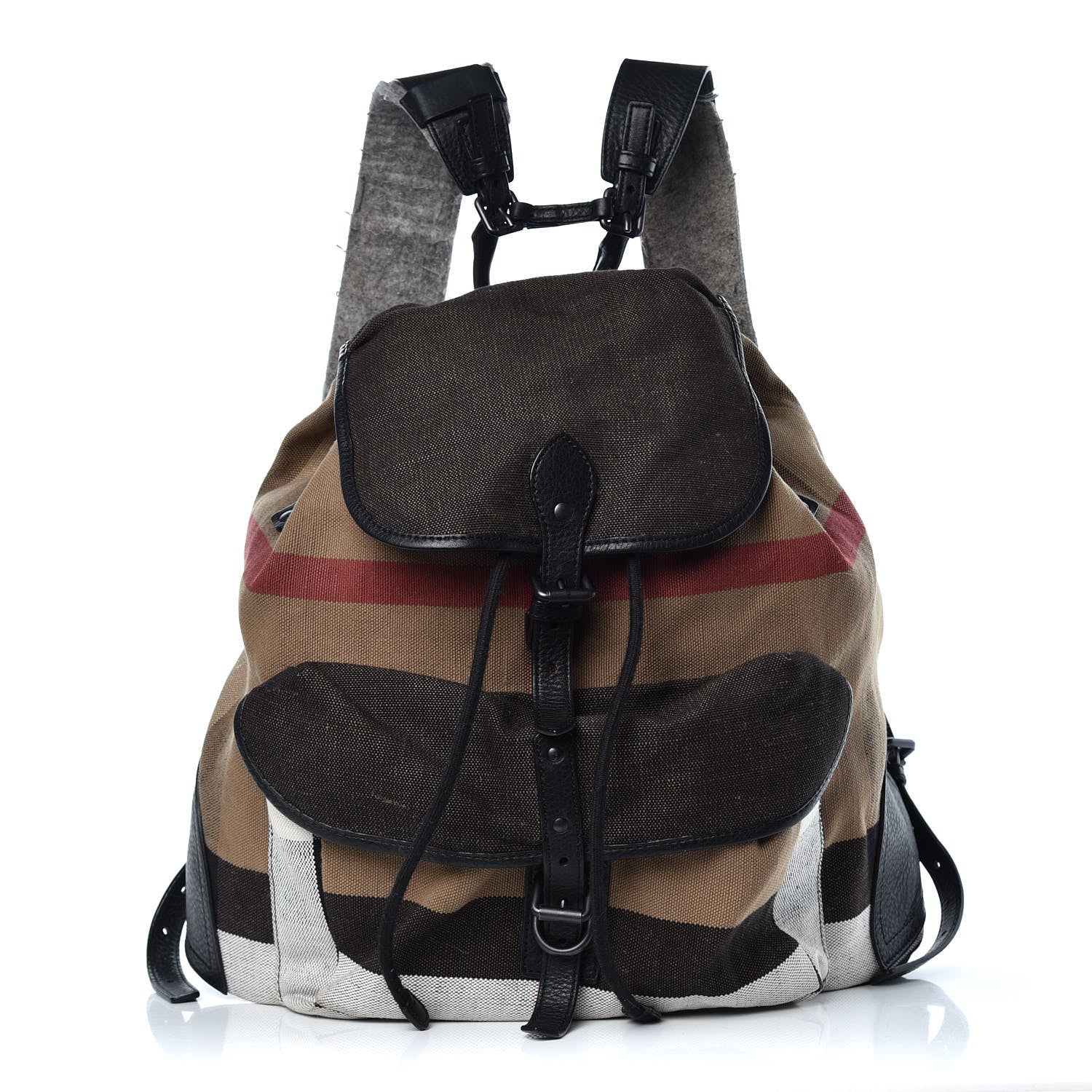 Burberry Canvas Mega Check Korbin Backpack Camel 1 of 11