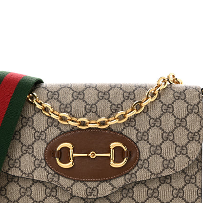 Gucci GG Supreme Monogram Azalea Calfskin Web Small Horsebit 1955 Crossbody Bag Beige Ebony Brown Sugar 7 of 10