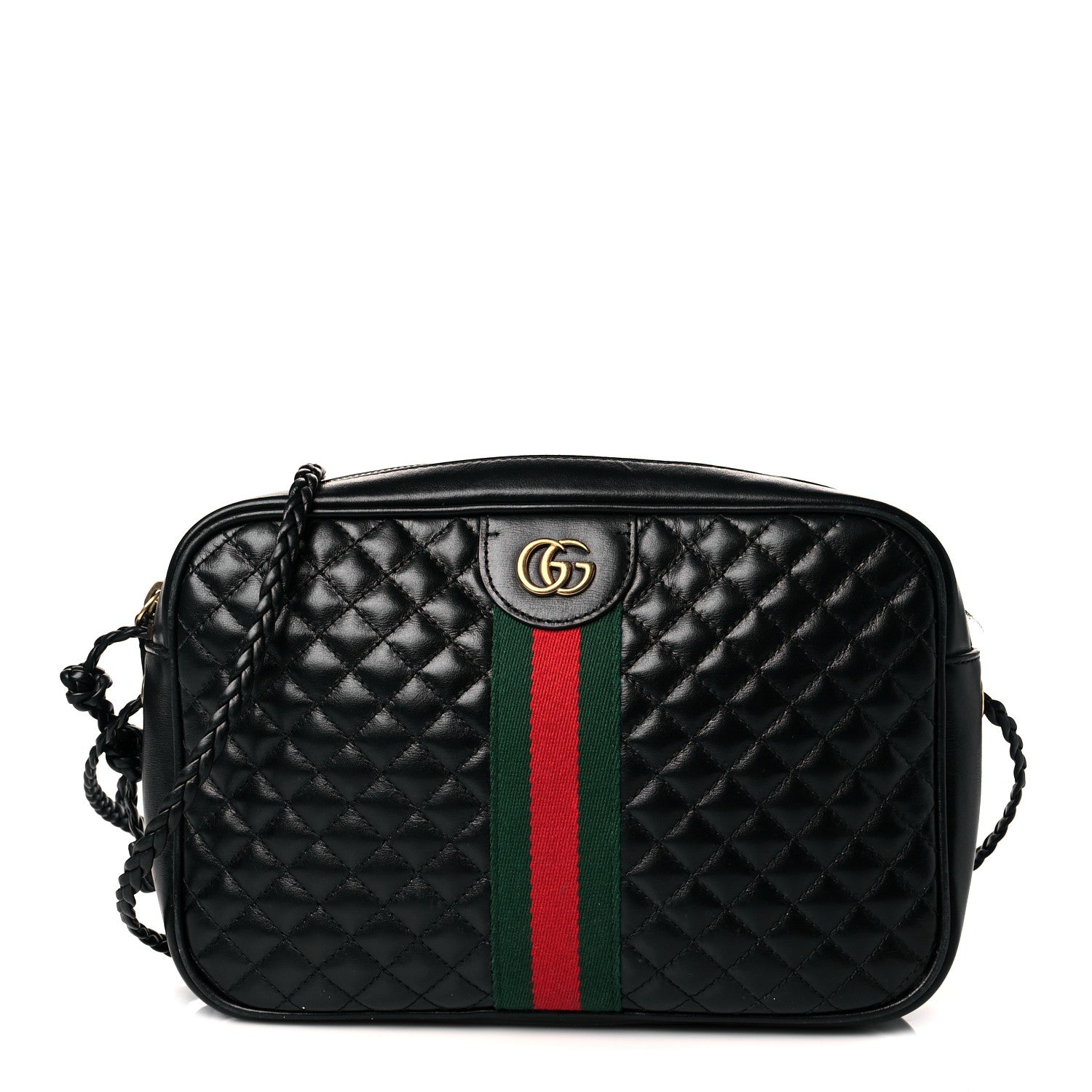 Gucci Calfskin Web Trapuntata Small GG Shoulder Bag Black 1 of 13