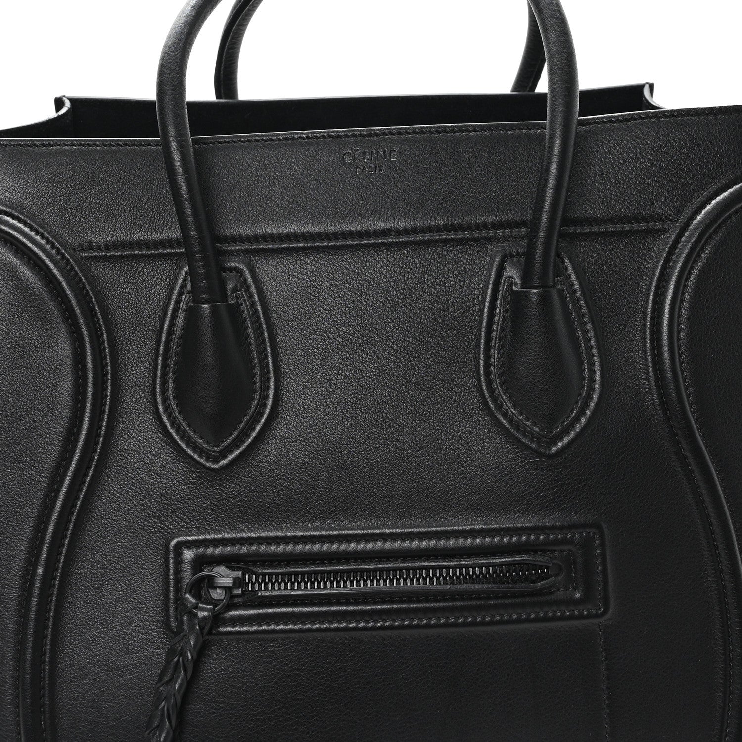 Celine Grained Calfskin Medium Phantom Luggage Black 6 of 9