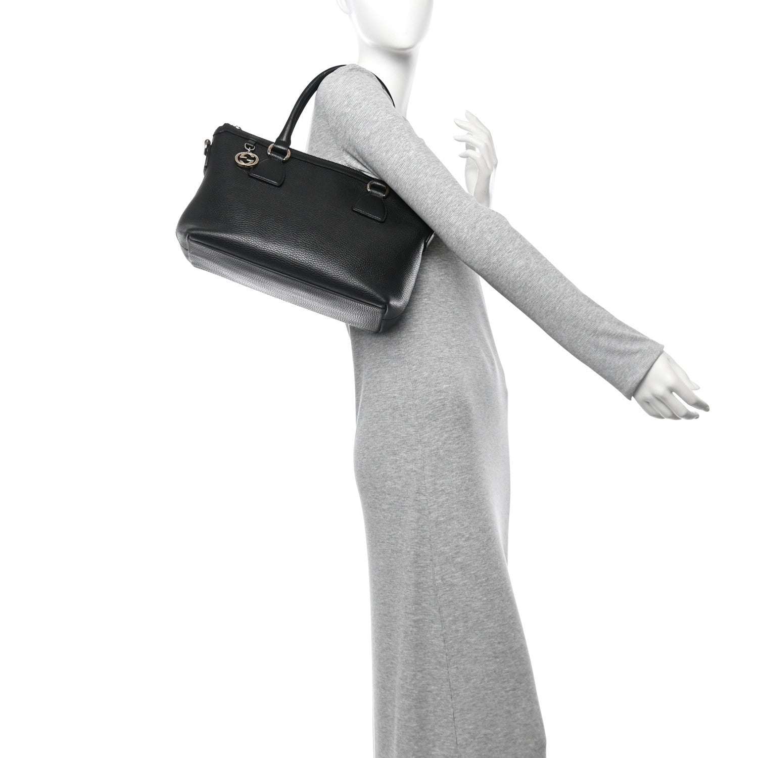 Gucci Dollar Calfskin GG Charm Satchel Black 2 of 10
