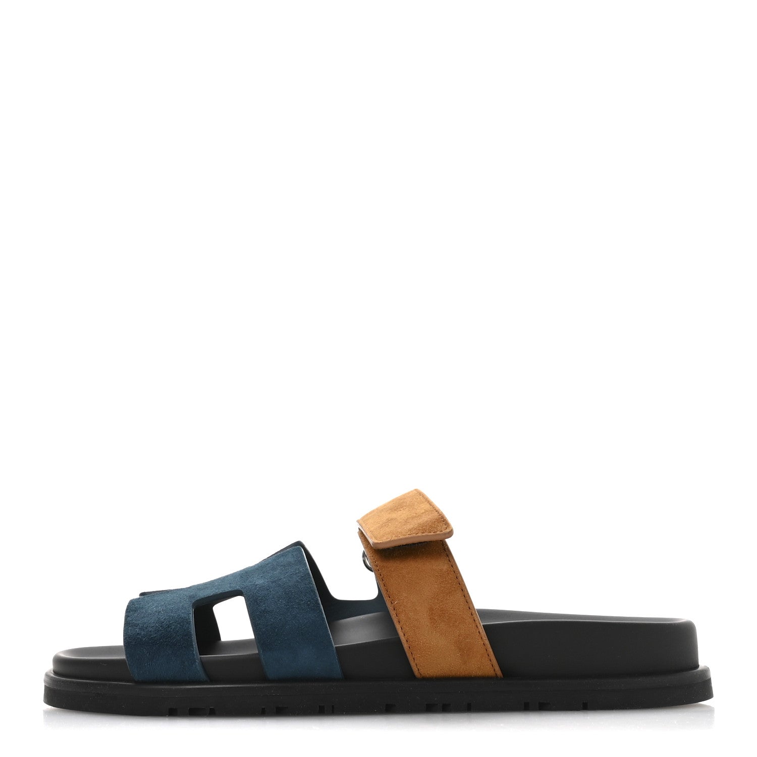 Hermes Suede Goatskin Womens Chypre Sandals 38.5 Vert Mousse Naturel 1 of 8