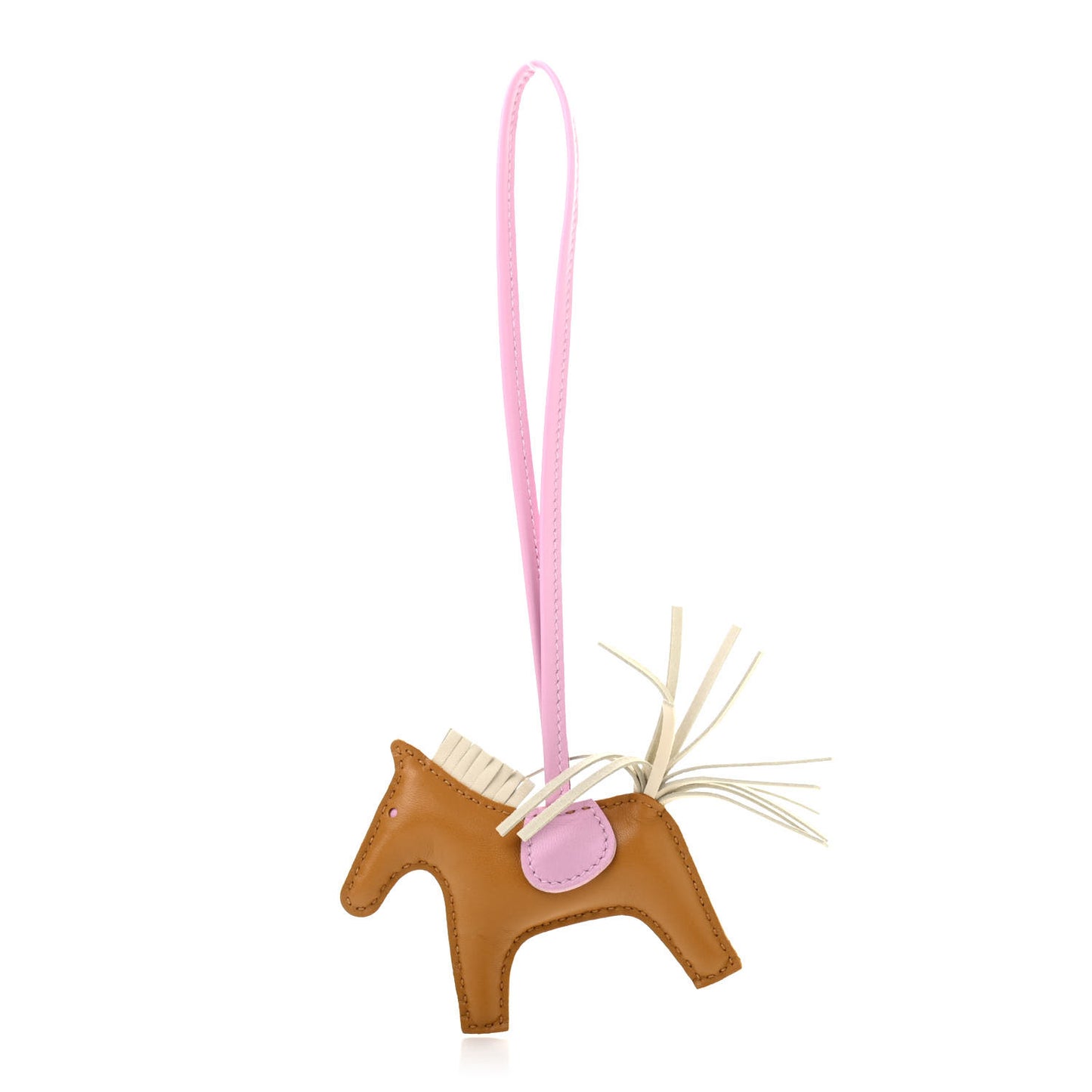 Milo Lambskin Grigri Rodeo Horse Bag Charm PM Sesame Mauve Sylvestre Craie