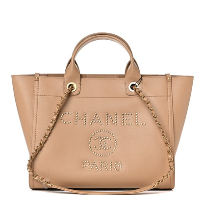 Chanel Caviar Small Studded Deauville Tote Beige 1 of 12