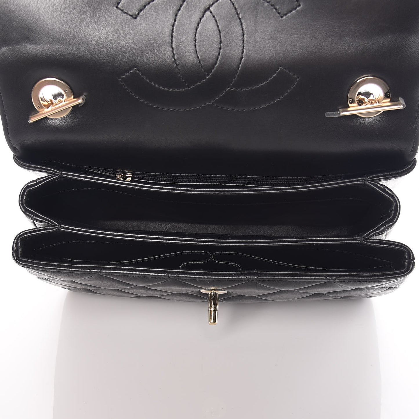 Lambskin Quilted Small Trendy CC Dual Handle Flap Bag Black