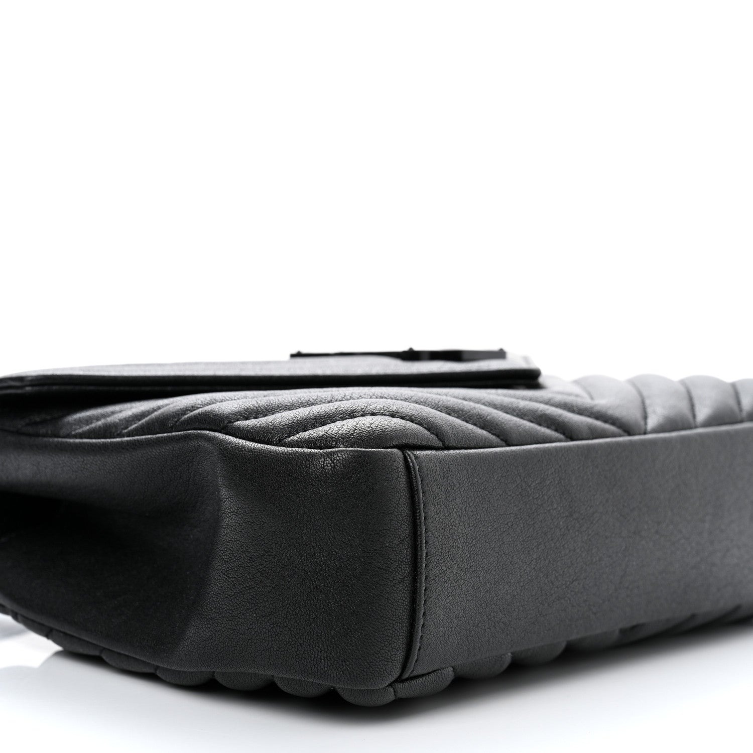 Saint Laurent Sheepskin Matelasse Chevron Monogram Monochrome Medium College Bag Black 10 of 14
